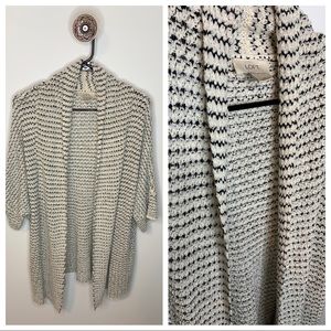 LOFT Black And White Knit Kimono Sweater